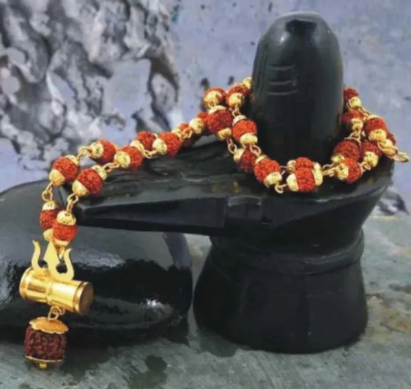Nj's_Shivji_trishul_pendant_with_rudraksha_chain_gold_plated_beat_metal,_brass_locket_set