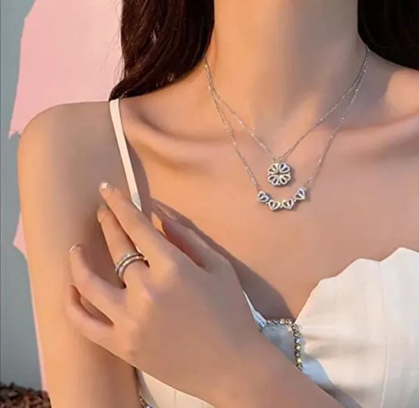 Four_Heart_Pendant_Silver_Set_For_Women