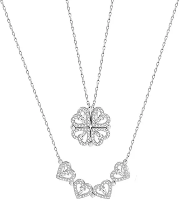 Four_Heart_Pendant_Silver_Set_For_Women