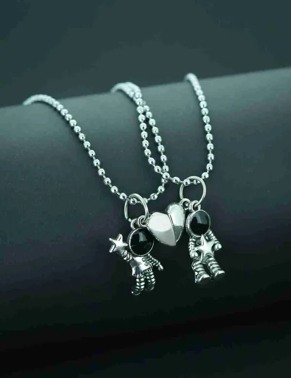 Stylish_Magnetic_Astronaut_Couple_Pendant_Stainless_Steel_Silver_Plated