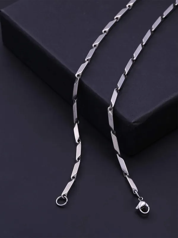 Stylish_Rice_Chain_Stainless_Steel_Silver_Plated_For_Mens_Boys_Girls