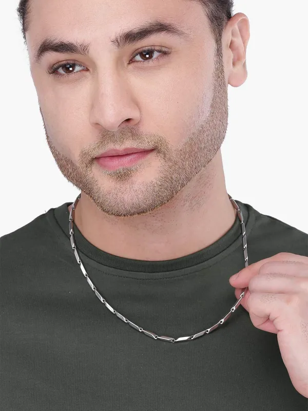 Stylish_Rice_Chain_Stainless_Steel_Silver_Plated_For_Mens_Boys_Girls
