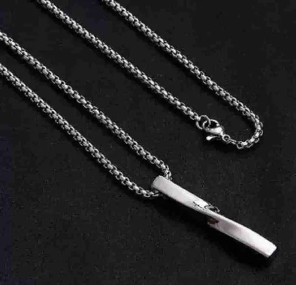 Stylish_Twisted_Bar_Pendant_Stainless_Steel_Silver_Plated_For_Mens_Boys