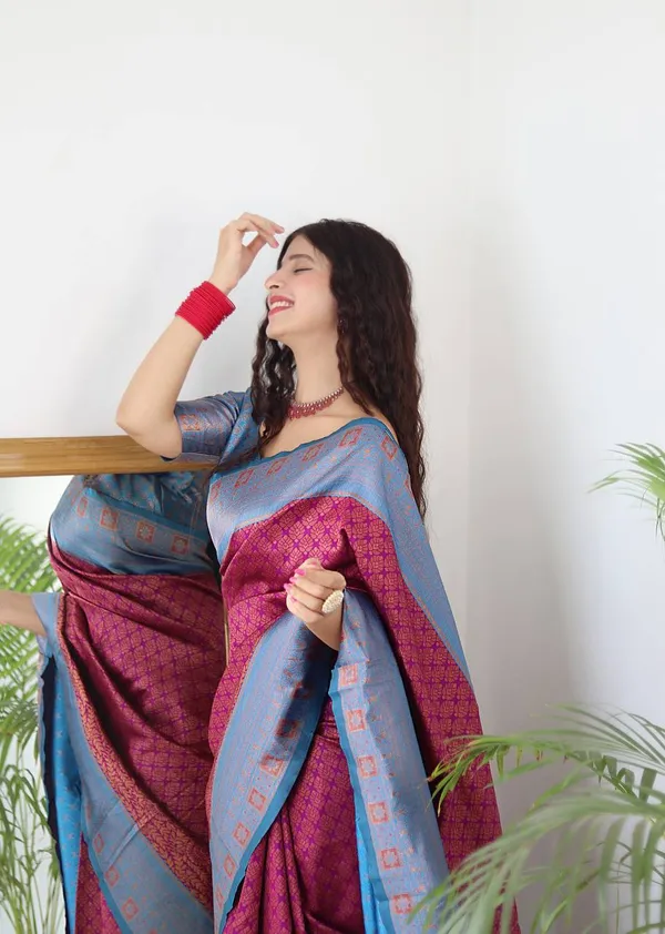 Saree_Is_Elegantly_Decorated_With_Gorgeous_Solid_Jacquard_Weave_That_Gives_A_Perfect_Look_To_Outfit_(ALMAARI-801-_MAGENTA_FIROJI)