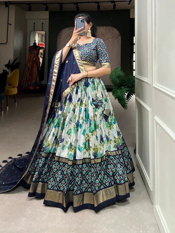 Dola_Silk_Blue_Patola_Print_Traditional_Lehenga_Choli_(Flower_N.Blue)