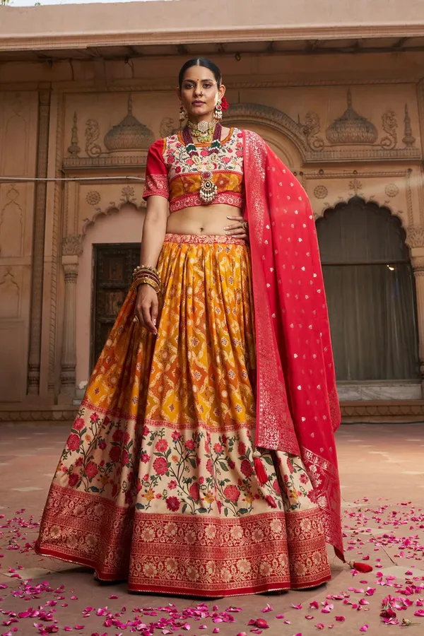 Yellowish_Orange_Readymade_Indian_Dola_Silk_Dola_Silk_A_Line_Lehenga_Choli_Set_for_Women_With_Designer_Blouse_and_Dupatta_For_Wedding