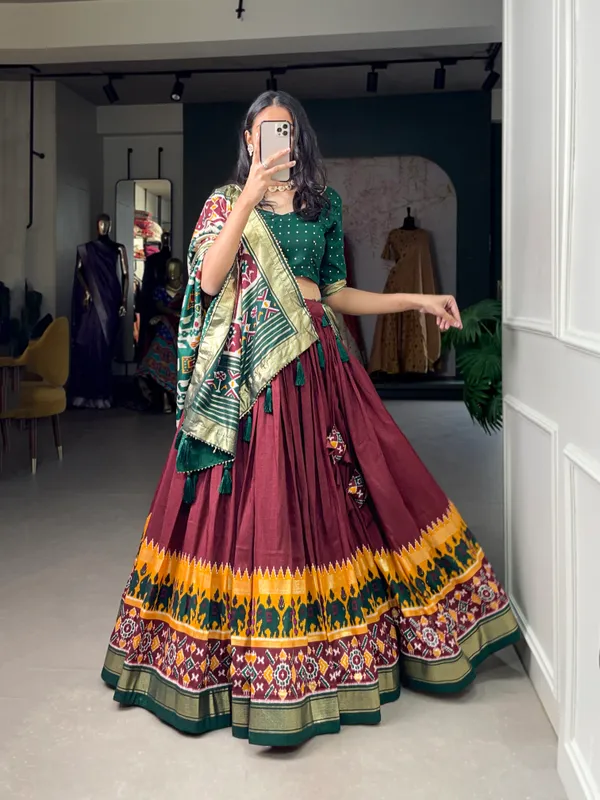 Maroon_Dola_Silk_Patola_Print_Traditional_Lehenga_Choli