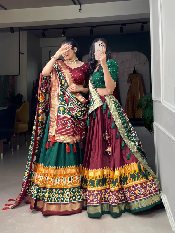 Maroon_Dola_Silk_Patola_Print_Traditional_Lehenga_Choli