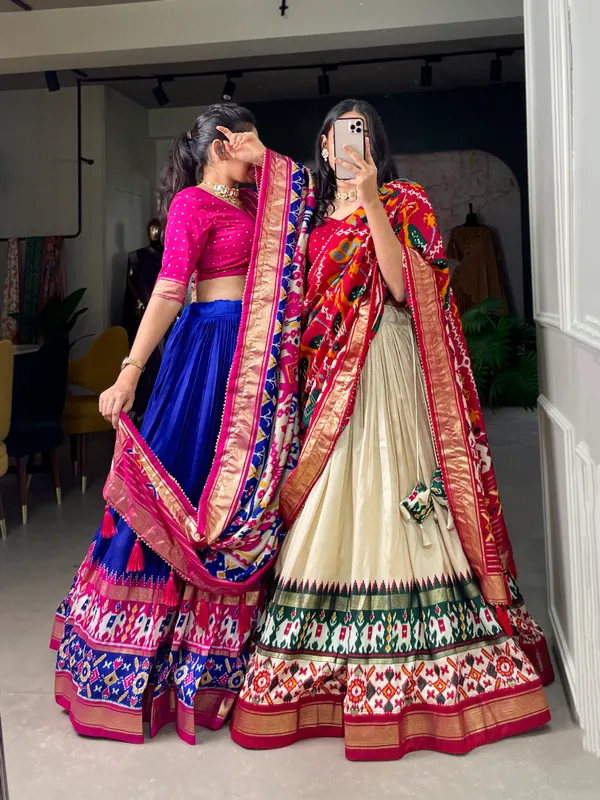 White_Dola_Silk_Patola_Print_Traditional_Lehenga_Choli
