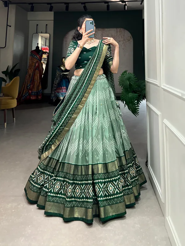 GREEN_COLOR_SILK_LEHENGA_CHOLI_WITH_PATOLA_PRINT_DUPATTA