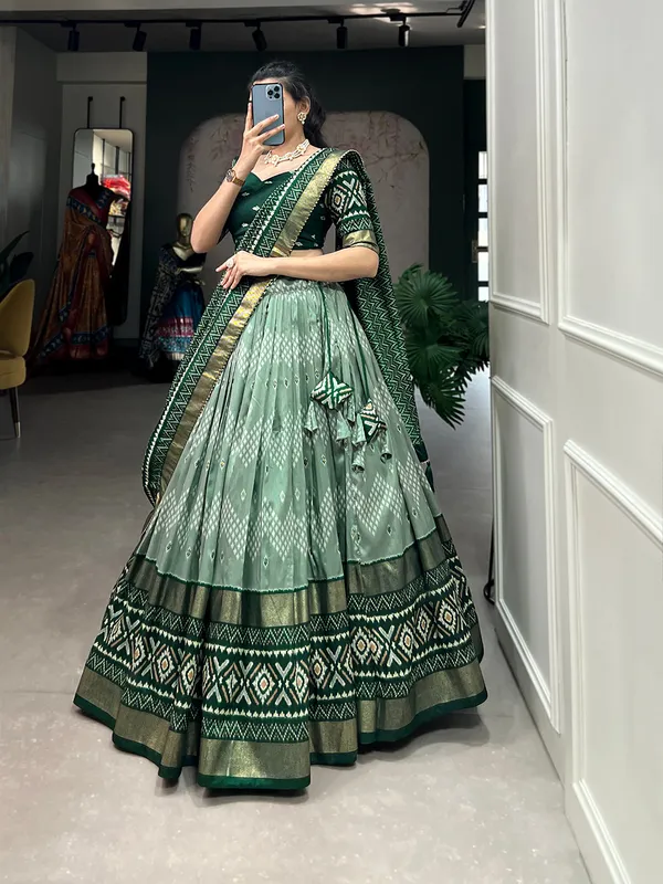 GREEN_COLOR_SILK_LEHENGA_CHOLI_WITH_PATOLA_PRINT_DUPATTA