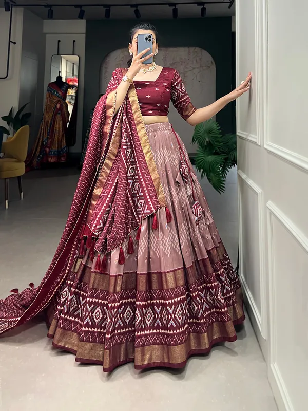 Maroon_Dola_Silk_Patola_Print_Traditional_Lehenga_Choli