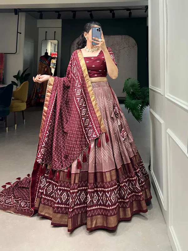 Maroon_Dola_Silk_Patola_Print_Traditional_Lehenga_Choli