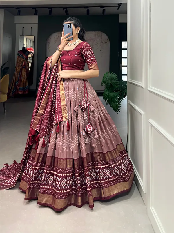 Maroon_Dola_Silk_Patola_Print_Traditional_Lehenga_Choli