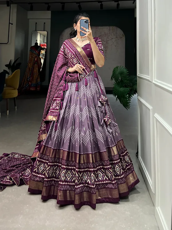 WINE_COLOR_SILK_LEHENGA_CHOLI_WITH_PATOLA_PRINT_DUPATTA