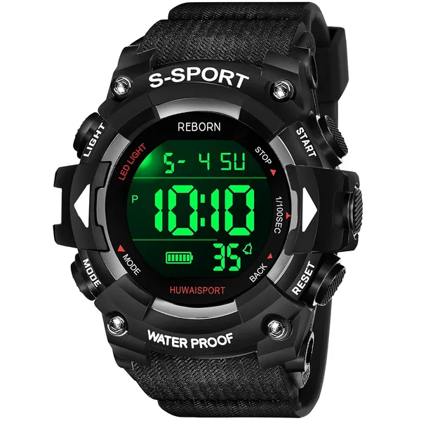 S-Sport PIAOMA Black Digital Sports Watch Multi-Function Alarm