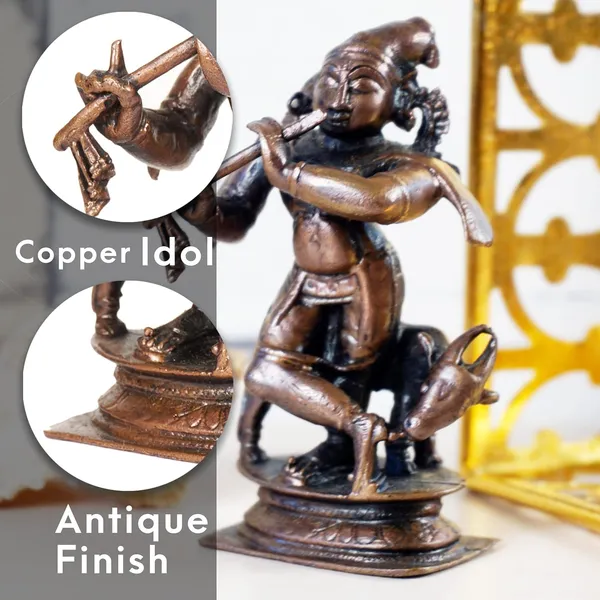 Decor,_2.5_inches,_Handmade_Copper_Cow_Krishna_Idol,_110_Grams,_Patina_Antique_Finish,_Pack_of_1_Piece