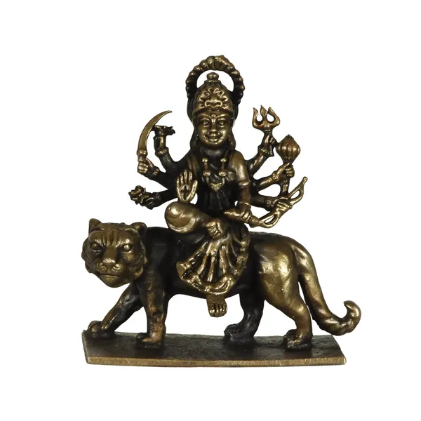 Decor_Copper_Handmade_Durga_MATA_Idol__Chamundeshwari_Idol__Sherawali_MATA_2.6_inches_Idol_Statue_for_Home_Temple_Decor_II_Office_Desk_II_Nice_Gift_Ideal_for_Good_Luck_Wishes_II