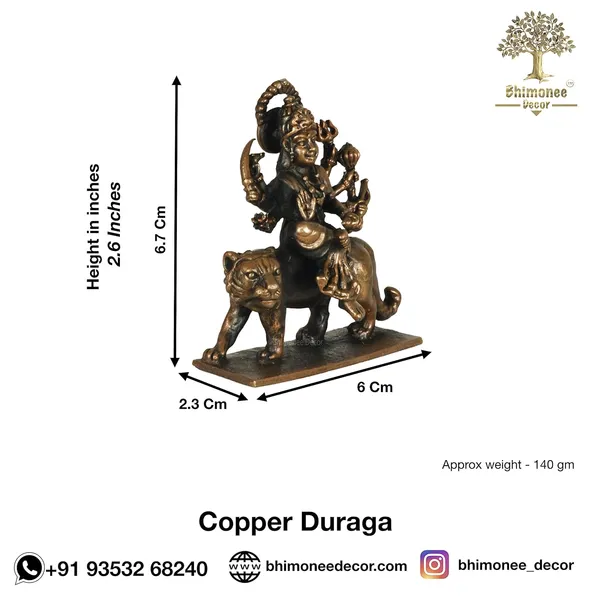 Decor_Copper_Handmade_Durga_MATA_Idol__Chamundeshwari_Idol__Sherawali_MATA_2.6_inches_Idol_Statue_for_Home_Temple_Decor_II_Office_Desk_II_Nice_Gift_Ideal_for_Good_Luck_Wishes_II