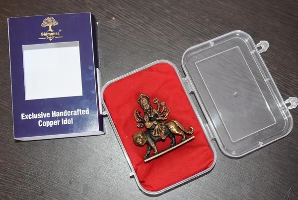Decor_Copper_Handmade_Durga_MATA_Idol__Chamundeshwari_Idol__Sherawali_MATA_2.6_inches_Idol_Statue_for_Home_Temple_Decor_II_Office_Desk_II_Nice_Gift_Ideal_for_Good_Luck_Wishes_II