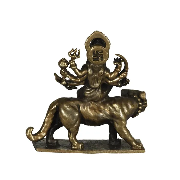 Decor_Copper_Handmade_Durga_MATA_Idol__Chamundeshwari_Idol__Sherawali_MATA_2.6_inches_Idol_Statue_for_Home_Temple_Decor_II_Office_Desk_II_Nice_Gift_Ideal_for_Good_Luck_Wishes_II