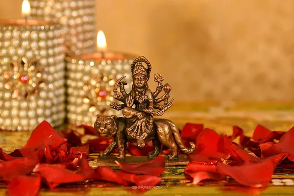 Decor_Copper_Handmade_Durga_MATA_Idol__Chamundeshwari_Idol__Sherawali_MATA_2.6_inches_Idol_Statue_for_Home_Temple_Decor_II_Office_Desk_II_Nice_Gift_Ideal_for_Good_Luck_Wishes_II