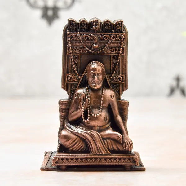 _3.25_inches,_Copper_Handmade_Ragvendra_Swamy_Idol,_140_Grams,_Patina_Antique_Finish,_Pack_of_1_Piece