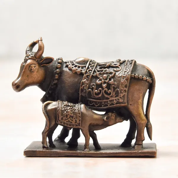 _1.75_inches,_Handmade_Copper_Cow_and_Calf_|_Kamadenu_|_Hasu_Karu_Idol,_150_Grams_,_Patina_Antique_Finish_,_Pack_of_1_Piece