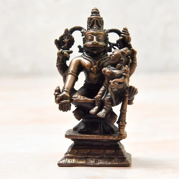 2.9_inches,_Copper_Handmade_Lakshmi_Narashimha_Idol,_175_Grams,_Patina_Antique_Finish,_Pack_of_1_Piece