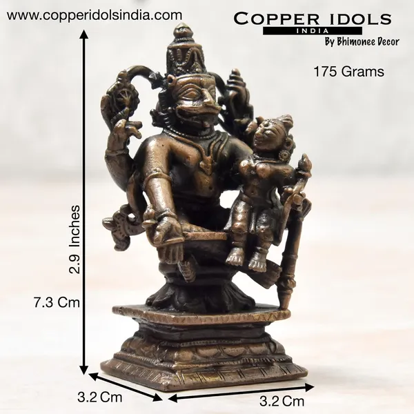 2.9_inches,_Copper_Handmade_Lakshmi_Narashimha_Idol,_175_Grams,_Patina_Antique_Finish,_Pack_of_1_Piece