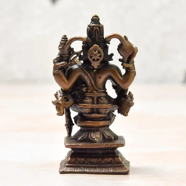 2.9_inches,_Copper_Handmade_Lakshmi_Narashimha_Idol,_175_Grams,_Patina_Antique_Finish,_Pack_of_1_Piece