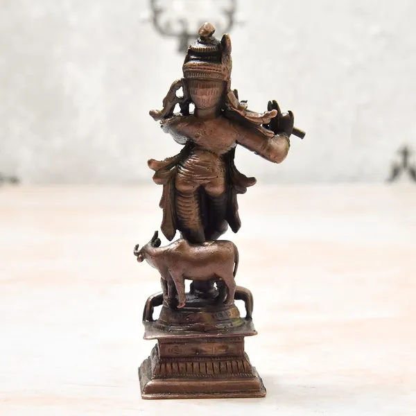 _4_inches,_Handmade_Copper_Cow_Krishna_Idol,_210_Grams_,_Patina_Antique_Finish_,_Pack_of_1_Piece