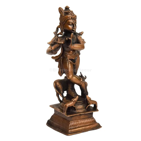 Decor_Handmade_Copper_Cow_Krishna_Idol_4_inches,_Patina_Antique_Finish,_1_Piece
