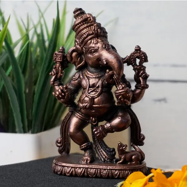 Decor_,_3.35_inches,_Handmade_Copper_Dancing_Ganesha_Idol,_330_Grams,_Patina_Antique_Finish,_Pack_of_1_Piece