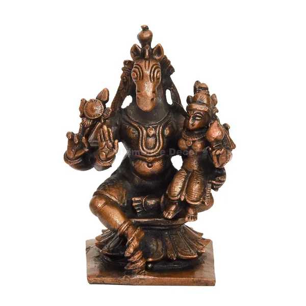 Decor_Handmade_Copper_Hayagriva_Lakshmi_Idol_3_inches,_Patina_Antique_Finish,_1_Piece