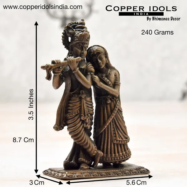 _3.5_inches,_Handmade_Copper_Radha_Krishna_Idol,_240_Grams_,_Patina_Antique_Finish_,_Pack_of_1_Piece
