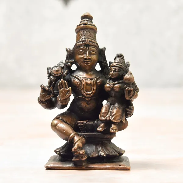 3_inches,_Copper_Handmade_Lakshmi_Narayana_Idol,_250_Grams_,_Patina_Finish_,_Pack_of_1_Piece