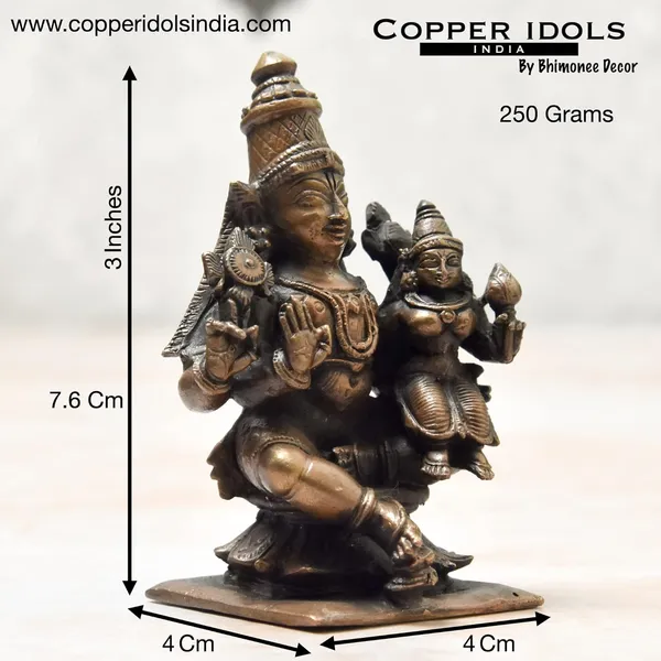 3_inches,_Copper_Handmade_Lakshmi_Narayana_Idol,_250_Grams_,_Patina_Finish_,_Pack_of_1_Piece