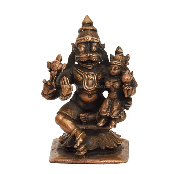 Decor_Handmade_Copper_Lakshmi_Narasimha_Swamy_Idol_2.75_inches,_Patina_Antique_Finish,_1_Piece