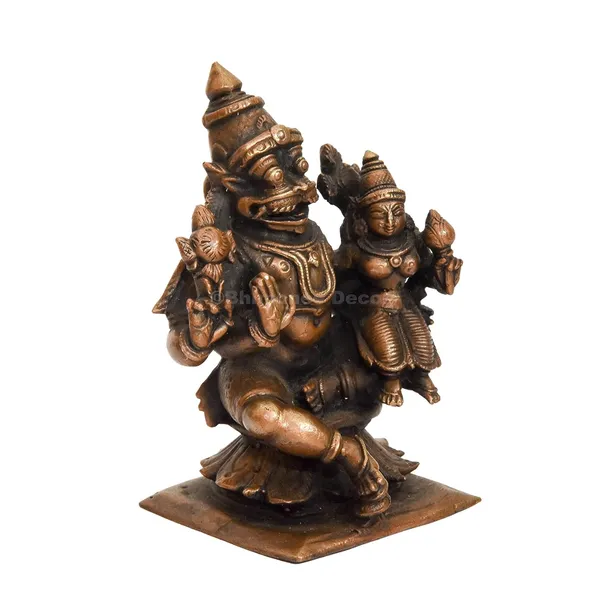 Decor_Handmade_Copper_Lakshmi_Narasimha_Swamy_Idol_2.75_inches,_Patina_Antique_Finish,_1_Piece