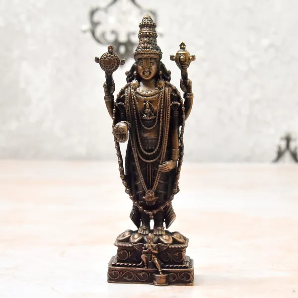 _5_inches,_Handmade_Copper_Balaji_with_Garuda_Idol,_270_Grams_,_Patina_Antique_Finish_,_Pack_of_1_Piece
