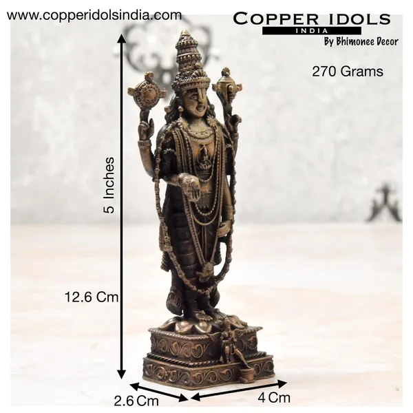_5_inches,_Handmade_Copper_Balaji_with_Garuda_Idol,_270_Grams_,_Patina_Antique_Finish_,_Pack_of_1_Piece