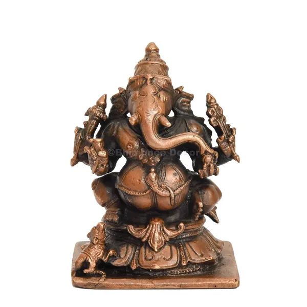 Decor_Handmade_Copper_Vinayaka_,_Ganesh_,_2.75_inches_,_Patina_Antique_Finish_,_1_Piece