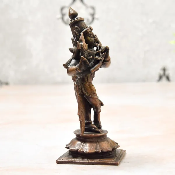_4.5_inches,_Handmade_Copper_Krishna_Idol,_300_Grams_,_Patina_Antique_Finish_,_Pack_of_1_Piece