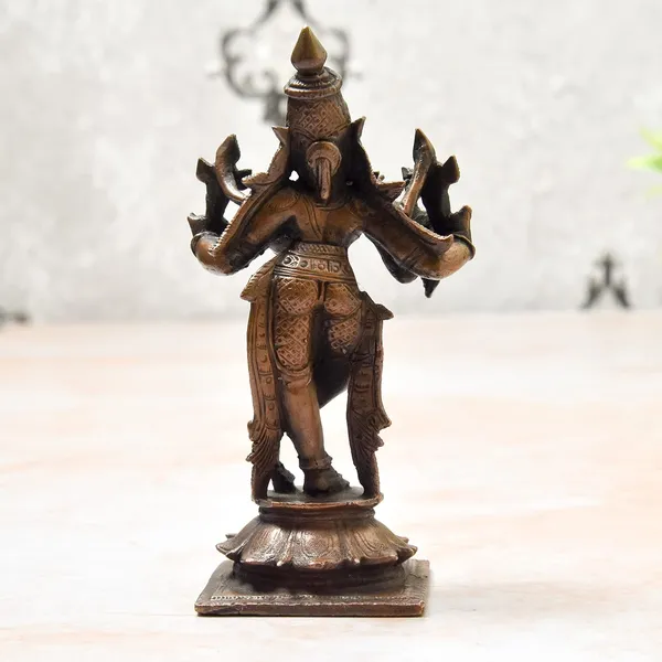 _4.5_inches,_Handmade_Copper_Krishna_Idol,_300_Grams_,_Patina_Antique_Finish_,_Pack_of_1_Piece