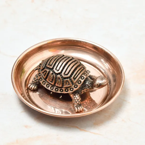 _0.6_inches,_Copper_Handmade_Turtle_|_Kurma_|_Tortoise_with_Copper_Plate,_30_Grams,_Patina_Antique_Finish,_Pack_of_1_Piece