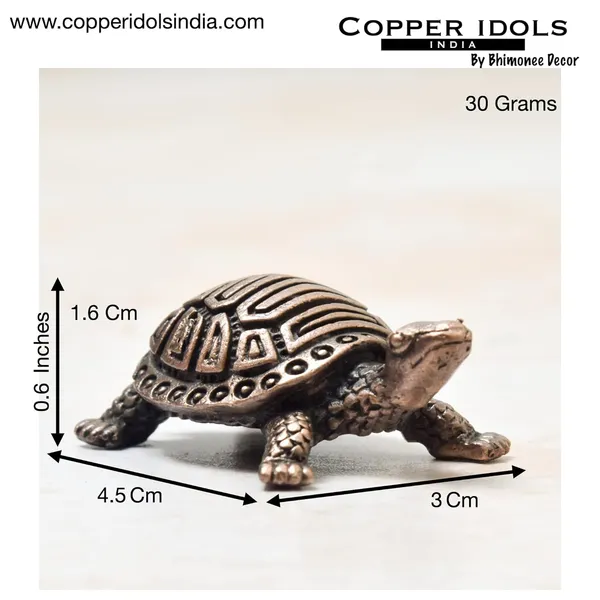 _0.6_inches,_Copper_Handmade_Turtle_|_Kurma_|_Tortoise_with_Copper_Plate,_30_Grams,_Patina_Antique_Finish,_Pack_of_1_Piece