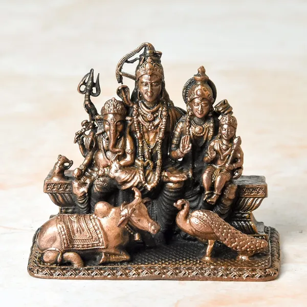 _2.5_inches,_Copper_Handmade_Shiva_Parivar_Idol,_310_Grams,_Patina_Antique_Finish,_Pack_of_1_Piece