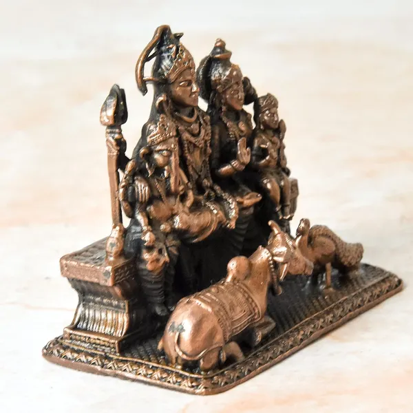 _2.5_inches,_Copper_Handmade_Shiva_Parivar_Idol,_310_Grams,_Patina_Antique_Finish,_Pack_of_1_Piece