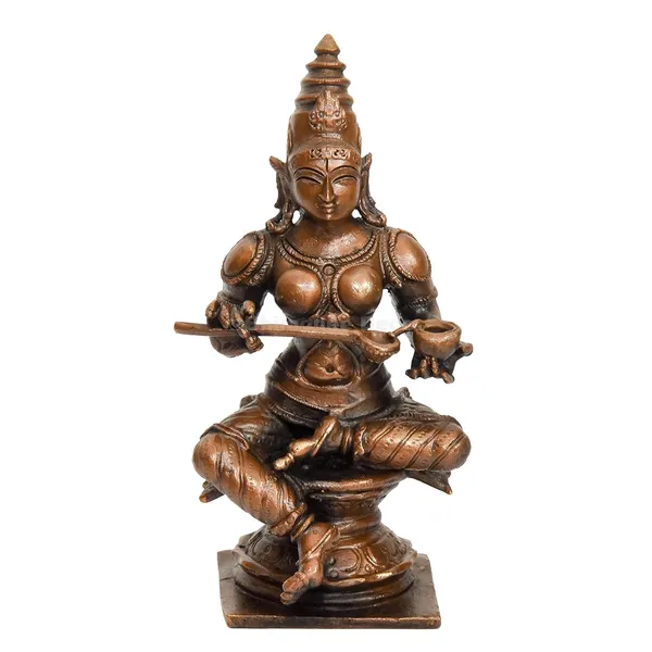 Decor_Handmade_Copper_Annapurna_Devi_Idol_4_inches,_Patina_Antique_Finish,_1_Piece